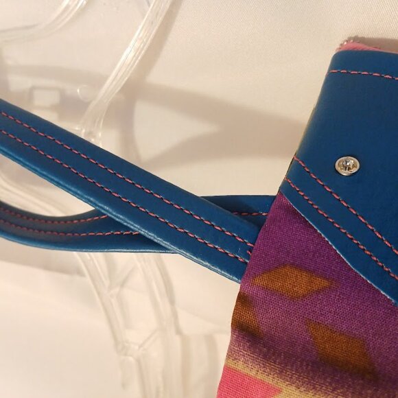 New Western theme Faux leather Clutch Wristlet Teal Pink wallet envelope bag - Picture 6 of 7